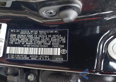 2016 Toyota Camry Se из США, поврежденный, VIN 4T1BF1FK2GU155945